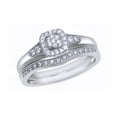 thumbnail image 1 of AFFY White Natural Diamond Square Cluster Frame Bridal Ring Set In 10k White Gold (0.2 Cttw), 1 of 1