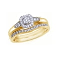thumbnail image 1 of AFFY White Natural Diamond Square Cluster Frame Bridal Ring Set In 10k Yellow Gold (0.2 Cttw), 1 of 1