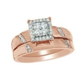 thumbnail image 1 of AFFY White Natural Diamond Square Frame Bridal Ring Set In 10k Rose Gold (0.2 Cttw), 1 of 1