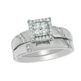 thumbnail image 1 of AFFY White Natural Diamond Square Frame Bridal Ring Set In 10k White Gold (0.2 Cttw), 1 of 1