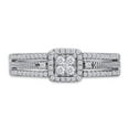 thumbnail image 1 of AFFY White Natural Diamond Square Frame Cluster Split Shank Ring In 10k White Gold (0.33 Cttw), 1 of 6