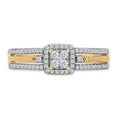 thumbnail image 1 of AFFY White Natural Diamond Square Frame Cluster Split Shank Ring In 10k Yellow Gold (0.33 Cttw), 1 of 6