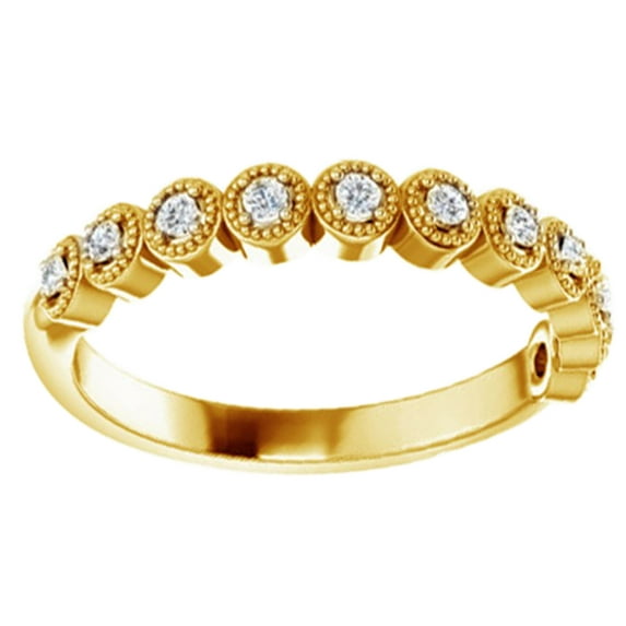AFFY White Natural Diamond Station Anniversary Band Ring In 14K Solid Yellow Gold (0.33 Ct), Size-12.5