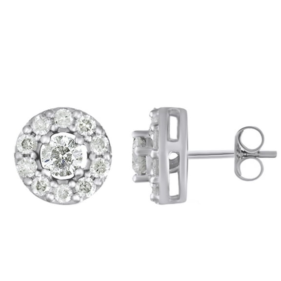 AFFY White Natural Diamond Stud Earrings In 10k White Gold (1.5 Cttw)