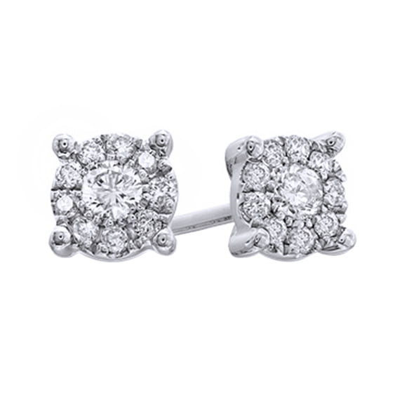 AFFY White Natural Diamond Stud Earrings In 14K Solid White Gold (0.25 Ct)