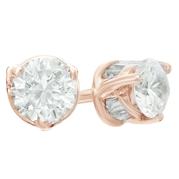 AFFY White Natural Diamond Stud Earrings in 10k Rose Gold (0.75 Cttw)