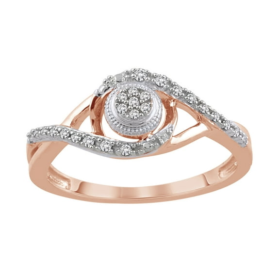 AFFY White Natural Diamond Swirl Frame Vintage-Style Promise Ring in 10k Rose Gold