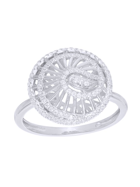 White Natural Diamond Swirl Layered Shell Ring in 10k Solid Gold