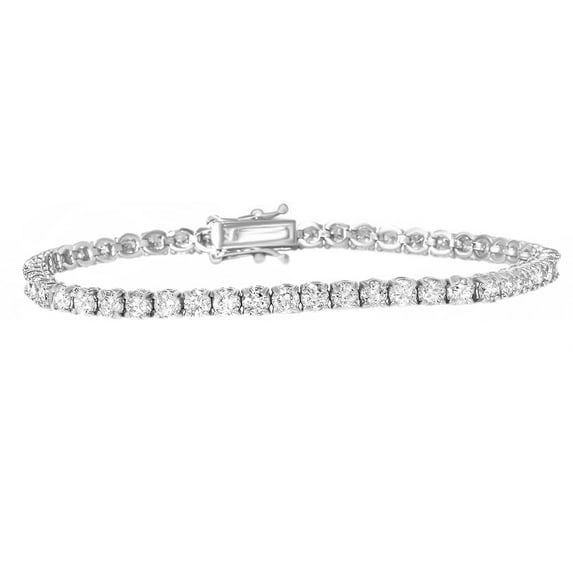 AFFY White Natural Diamond Tennis Bracelet In 14K Solid White Gold (7 Ct)