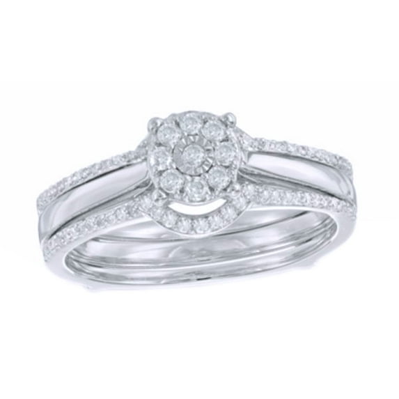 AFFY White Natural Diamond Three-Piece Bridal Set In 10k White Gold (0.25 Cttw)