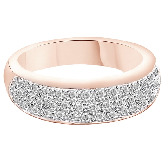 AFFY White Natural Diamond Three Row Ring In 14k Rose Gold (1.25 Cttw)