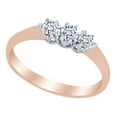 thumbnail image 1 of AFFY 0.33CT White Natural Diamond Three Stone Anniversary Band Ring 14K Solid Rose Gold-10, 1 of 1