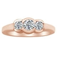 thumbnail image 1 of AFFY White Natural Diamond Three Stone Anniversary Band Ring in 14k Rose Gold Ring Size : 4, 1 of 1
