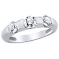 thumbnail image 1 of AFFY White Natural Diamond Three Stone Anniversary Band Ring in 14k White Gold (1.2 Cttw) Ring Size : 4, 1 of 1