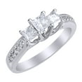 thumbnail image 1 of AFFY White Natural Diamond Three Stone Anniversary Band Ring in 14k White Gold (1.38 Cttw) Ring Size : 10, 1 of 1