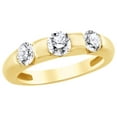 thumbnail image 1 of AFFY White Natural Diamond Three Stone Anniversary Band Ring in 14k Yellow Gold (1.2 Cttw) Ring Size : 13.5, 1 of 1