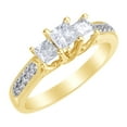 thumbnail image 1 of AFFY White Natural Diamond Three Stone Anniversary Band Ring in 14k Yellow Gold (1.38 Cttw) Ring Size : 5.5, 1 of 1