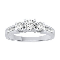 AFFY White Natural Diamond Three Stone Anniversary Ring In 14k White Gold (0.5 Cttw)