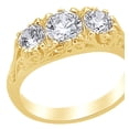 thumbnail image 1 of AFFY White Natural Diamond Three Stone Anniversary Ring in 14k Yellow Gold (0.75 Cttw) Ring Size : 6.5, 1 of 1