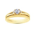 thumbnail image 1 of AFFY White Natural Diamond Three-Stone Bridal Set Ring In 10k Yellow Gold (0.33 Cttw), 1 of 1