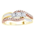 thumbnail image 1 of AFFY White Natural Diamond Three Stone Bypass Ring in 10k Two-Tone Yellow Gold, 1 of 1