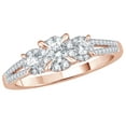 thumbnail image 1 of AFFY White Natural Diamond Three-Stone Cluster Split Shank Engagement Ring in 10k Rose Gold, 1 of 1