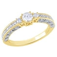 thumbnail image 1 of AFFY White Natural Diamond Three Stone Engagement Ring in 10K Yellow Gold (0.5 cttw), 1 of 1