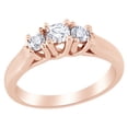 thumbnail image 1 of AFFY White Natural Diamond Three Stone Engagement Ring in 14k Rose Gold Ring Size : 13.5, 1 of 1