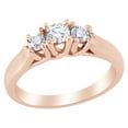 thumbnail image 1 of AFFY White Natural Diamond Three Stone Engagement Ring in 14k Rose Gold Ring Size : 9.5, 1 of 1
