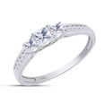 thumbnail image 1 of AFFY White Natural Diamond Three Stone Engagement Ring in 14k White Gold (0.88 Cttw) Ring Size : 11, 1 of 9