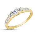 thumbnail image 1 of AFFY White Natural Diamond Three Stone Engagement Ring in 14k Yellow Gold (0.88 Cttw) Ring Size : 13, 1 of 9