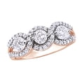 thumbnail image 1 of AFFY White Natural Diamond Three-Stone Fashion Ring In 10k Rose Gold (1 Cttw), 1 of 1