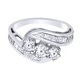 thumbnail image 1 of AFFY White Natural Diamond Three-Stone Fashion Ring In 10k White Gold (1.25 Cttw), 1 of 1