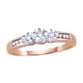 thumbnail image 1 of AFFY White Natural Diamond Three-Stone Flower Ring In 10k Rose Gold (0.25 Cttw), 1 of 1