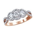 thumbnail image 1 of AFFY White Natural Diamond Three-Stone Ring In 10k Rose Gold (1 Cttw), 1 of 1