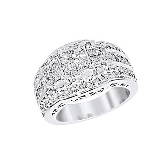 AFFY White Natural Diamond Three-Stone Ring In 10k White Gold (2 Cttw)