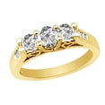 thumbnail image 1 of AFFY White Natural Diamond Three Stone Ring with Heart Accents in 10k Yellow Gold, 1 of 1