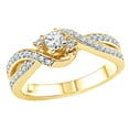 thumbnail image 1 of AFFY White Natural Diamond Three Stone Slant Split Shank Ring in 10k Yellow Gold, 1 of 1