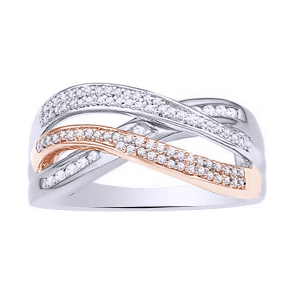 AFFY White Natural Diamond Three-Tone Fashion Ring In 10k White Gold (0.33 Cttw)