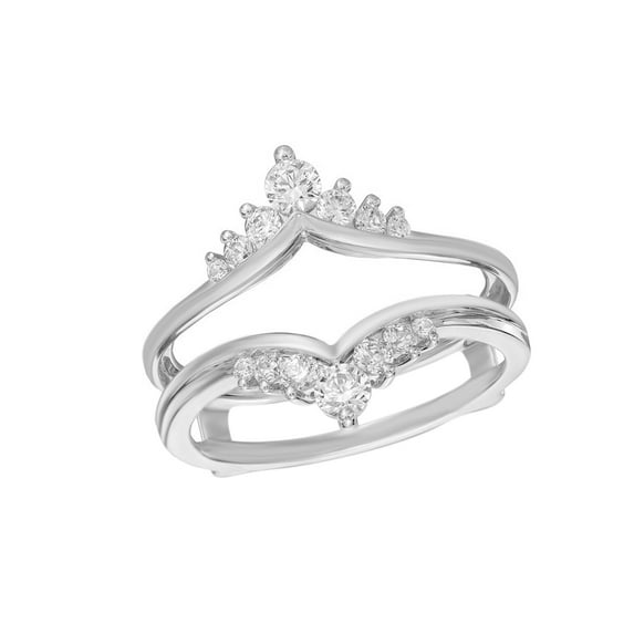 AFFY White Natural Diamond Tiara-Style Solitaire Enhancer Ring Guard in 14k White Gold (1/2 Cttw)