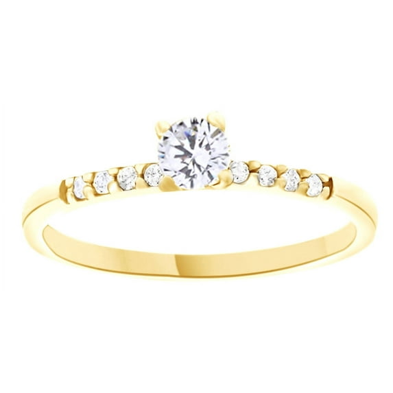 AFFY White Natural Diamond Traditional Ring In 14k Yellow Gold (0.32 Cttw)
