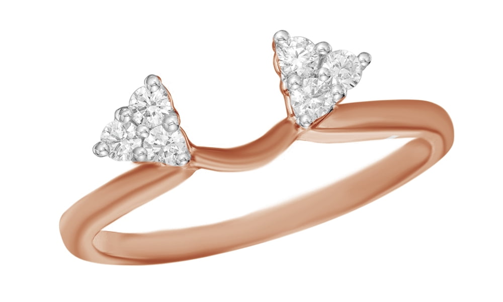 AFFY White Natural Diamond Tri-Side Solitaire Enhancer Guard Ring In ...