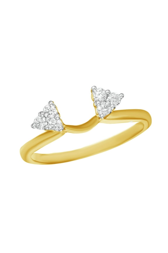 White Natural Diamond Tri-Side Solitaire Enhancer Guard Ring In 14k Yellow Gold (1/3 Cttw)