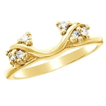 White Natural Diamond Tri Sides Solitaire Enhancer Ring in 14k Yellow Gold (0.12 Cttw)