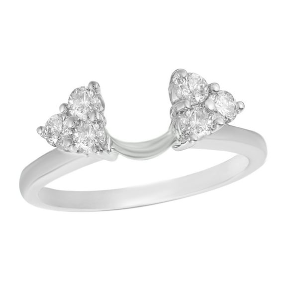 AFFY White Natural Diamond Tri-Sides Solitaire Wrap Enhancer Ring in 14k White Gold (1/2 Cttw)