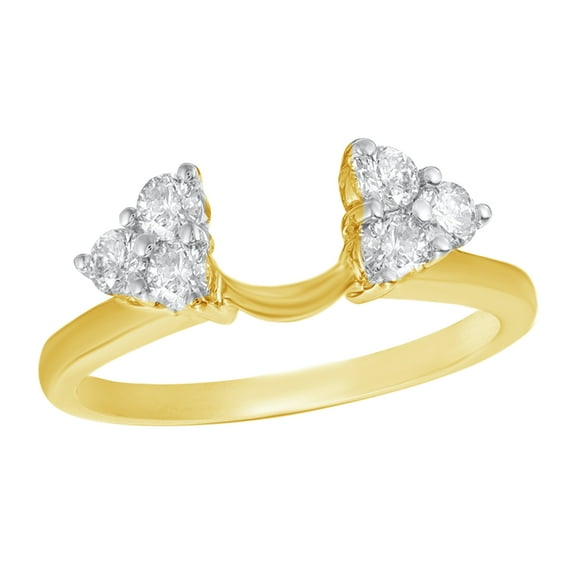 AFFY White Natural Diamond Tri-Sides Solitaire Wrap Enhancer Ring in 14k Yellow Gold (1/2 Cttw)