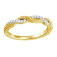 thumbnail image 1 of White Natural Diamond Twisted Anniversary Band Ring In 14K Solid Yellow Gold (0.12 Ct), Size-7.5, 1 of 1