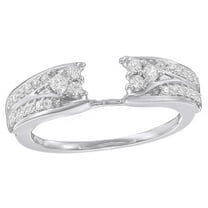 White Natural Diamond Two Row Solitaire Enhancer Ring in 10k White Gold (0.25 Cttw)