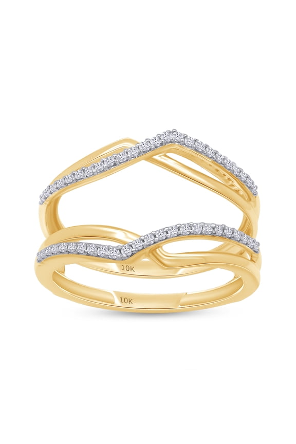 0.25CT White Natural Diamond Enhancer Guard Wrap Jacket Ring in 10k Solid Yellow Gold-14