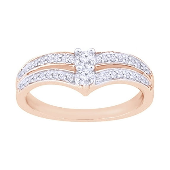 AFFY White Natural Diamond Two-Stone Ring In 10k Rose Gold (0.33 Cttw)